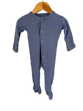 L'ovedbaby Slate Blue Footed One-Piece Sleeper Organic Cotton 3/6 months